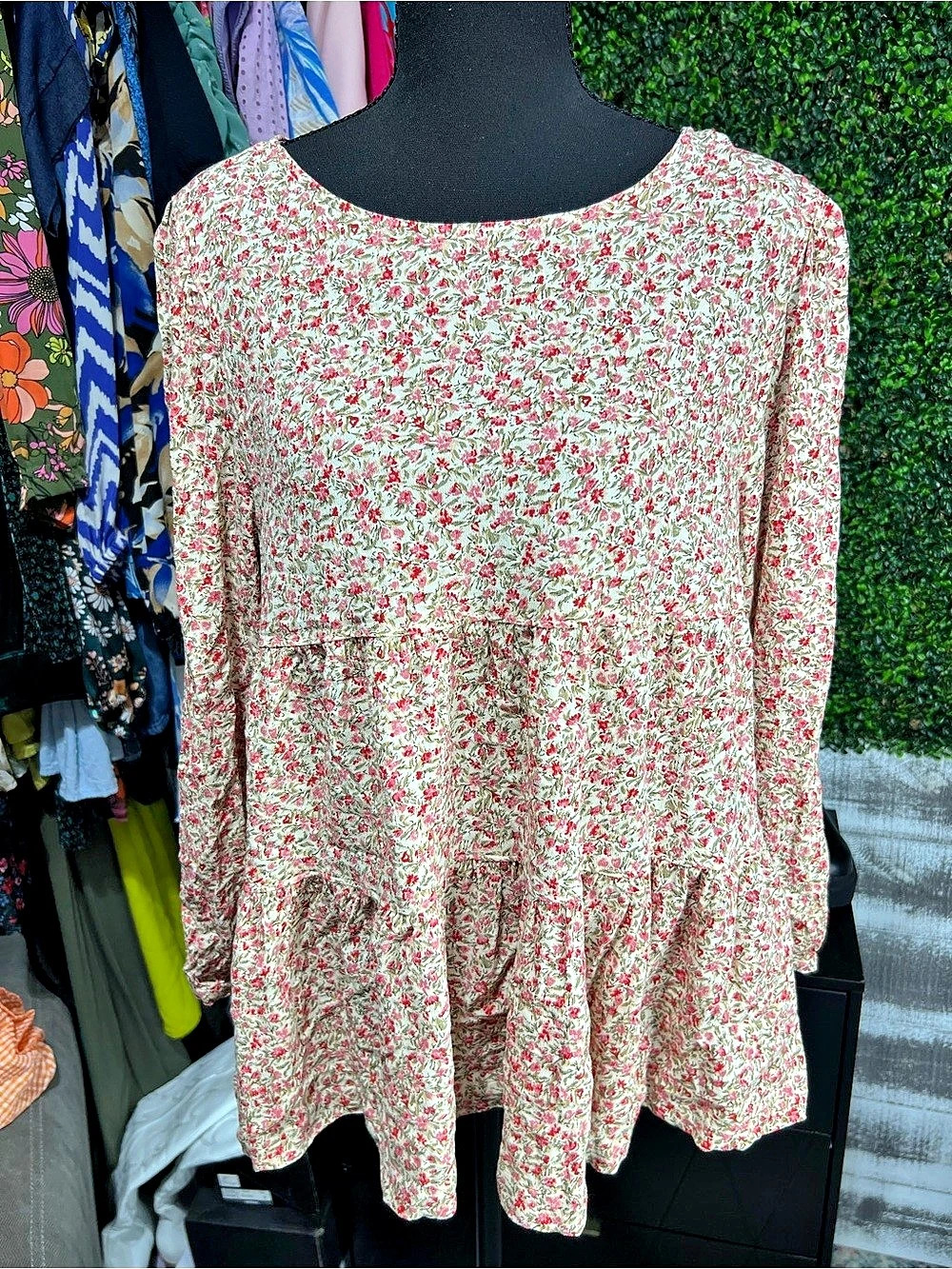 Floral Womens Top in Cream & Pink